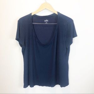 Soho Jeans Navy Deep V Oversized Top